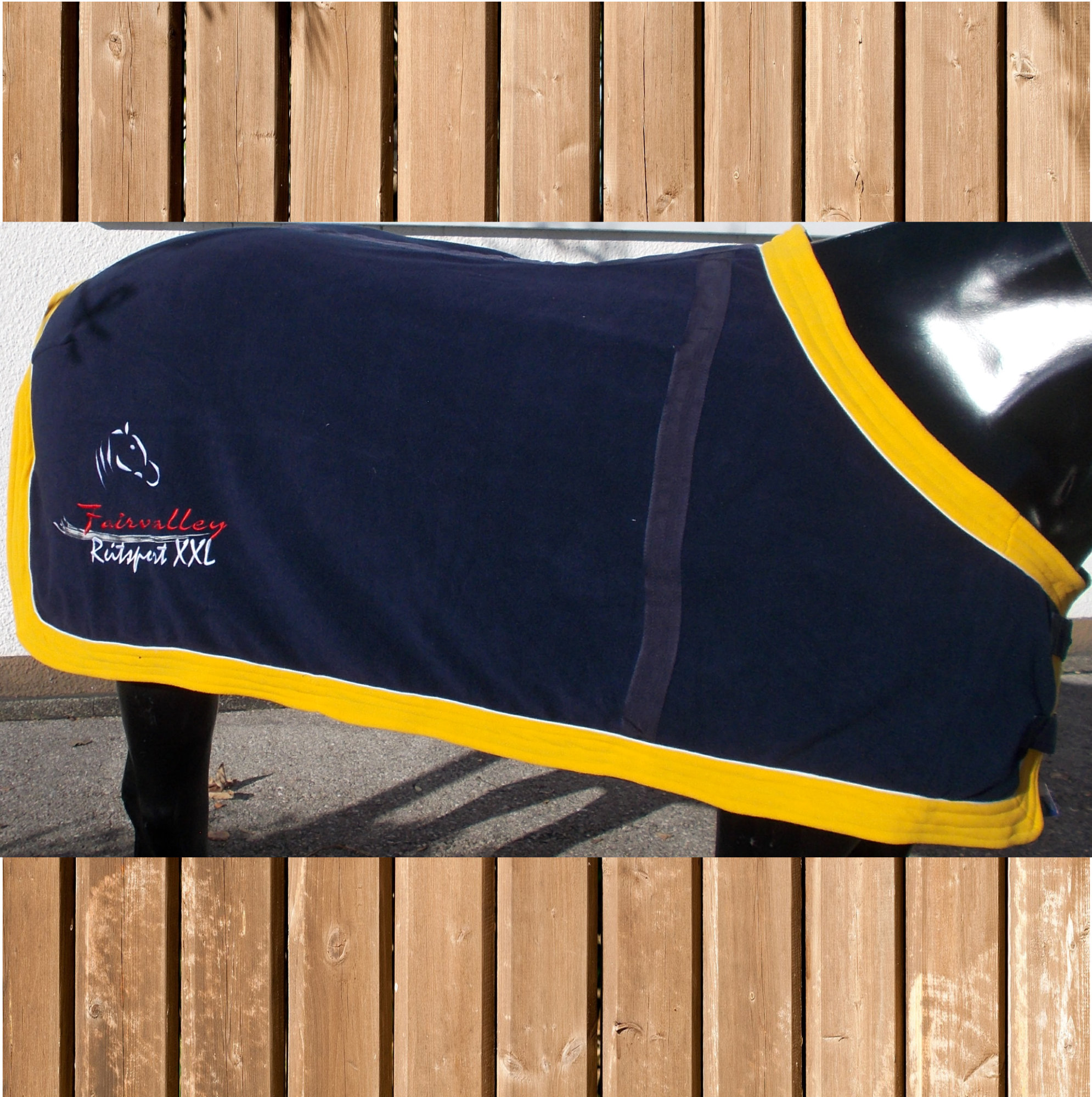 Euroriding Abschwitzdecke Cooler, Polarfleece, marine-gelb, Logo